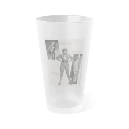 Barbara Nichols #409 - 1 Page, 2 B&W Photos & Article Continued from Modern Man Mag. Sept. '56 (Vintage Female Icon) Frosted Pint Glass 16oz 16oz Frosted - Go Mug Yourself