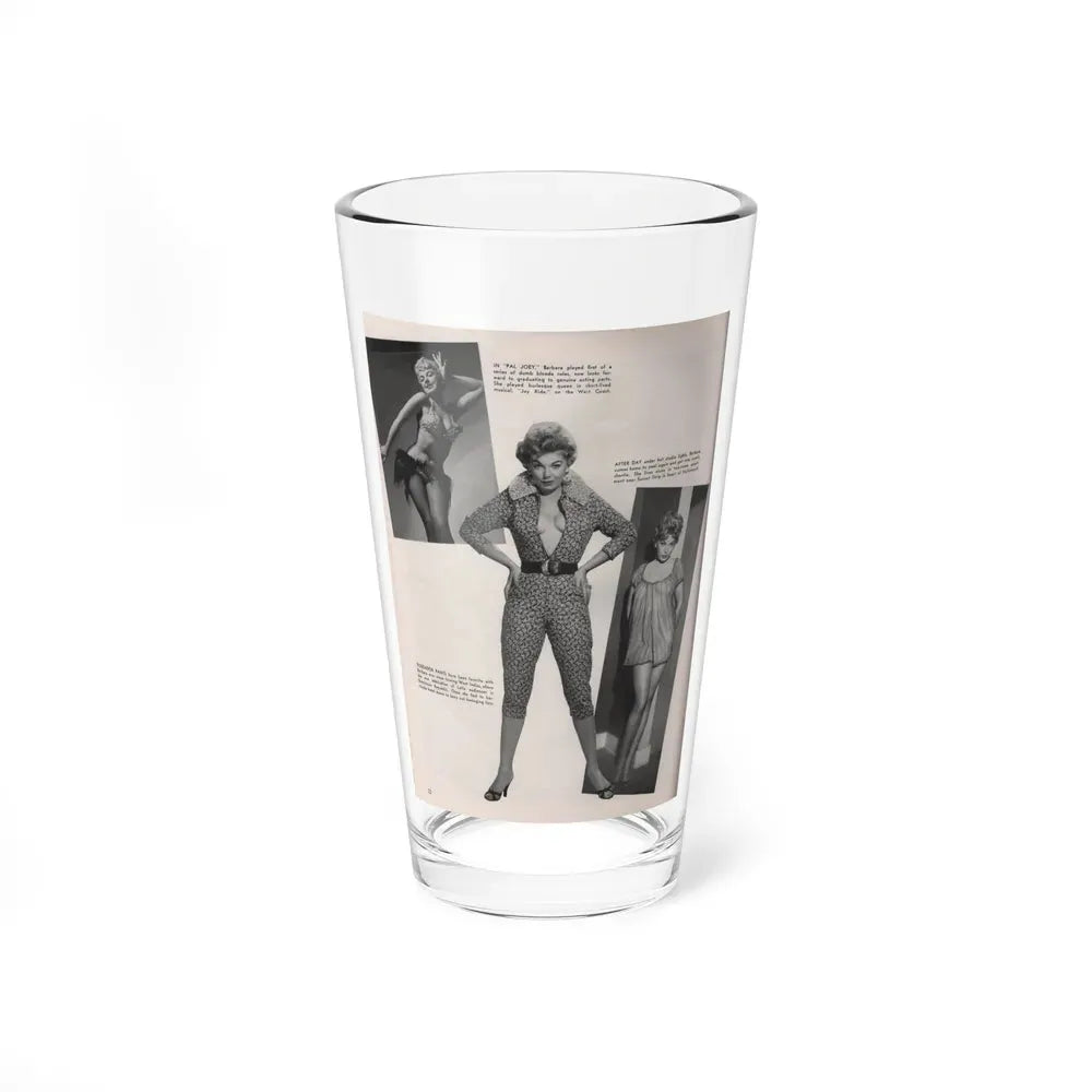 Barbara Nichols #409 - 1 Page, 2 B&W Photos & Article Continued from Modern Man Mag. Sept. '56 (Vintage Female Icon) Pint Glass 16oz 16oz - Go Mug Yourself