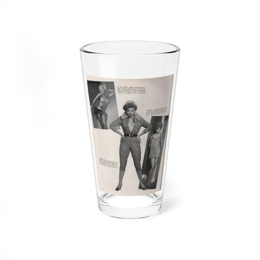 Barbara Nichols #409 - 1 Page, 2 B&W Photos & Article Continued from Modern Man Mag. Sept. '56 (Vintage Female Icon) Pint Glass 16oz 16oz - Go Mug Yourself