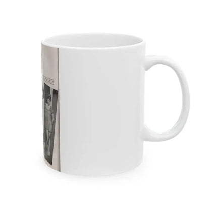 Barbara Nichols #409 - 1 Page, 2 B&W Photos & Article Continued from Modern Man Mag. Sept. '56 (Vintage Female Icon) White Coffee Mug - Go Mug Yourself