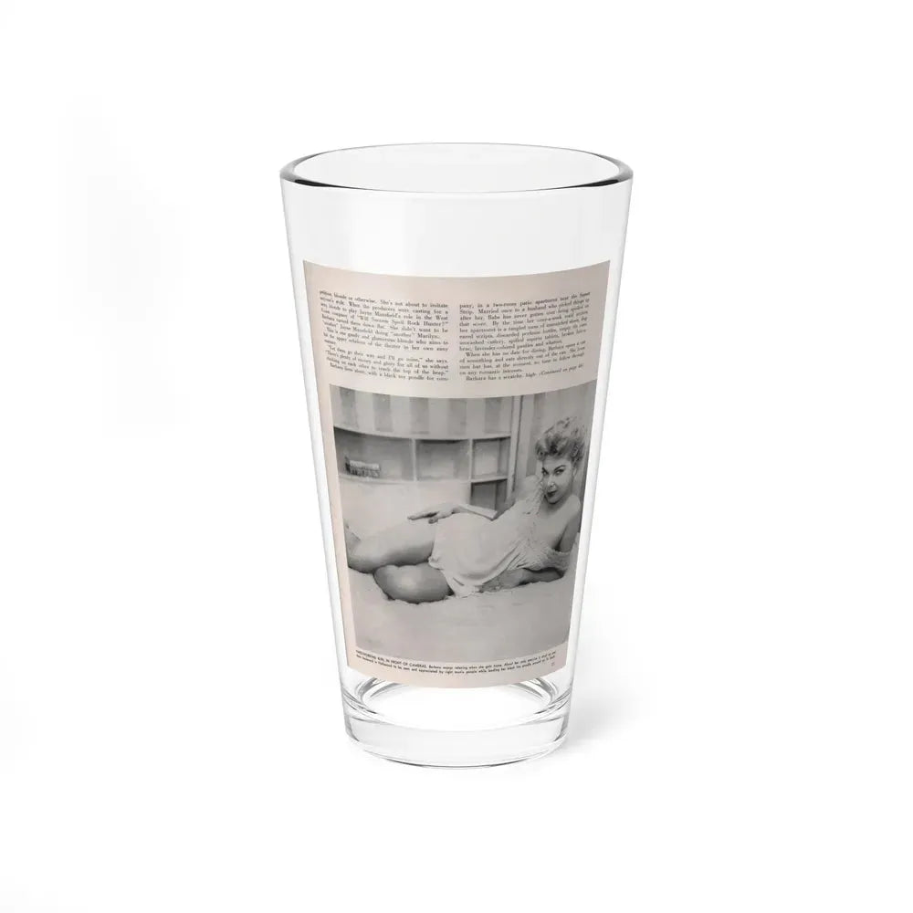 Barbara Nichols #410 - 1 Page, 1 B&W Photo & Article Continued from Modern Man Mag. Sept. '56 (Vintage Female Icon) Pint Glass 16oz 16oz - Go Mug Yourself