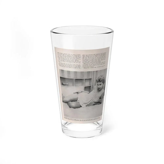 Barbara Nichols #410 - 1 Page, 1 B&W Photo & Article Continued from Modern Man Mag. Sept. '56 (Vintage Female Icon) Pint Glass 16oz 16oz - Go Mug Yourself