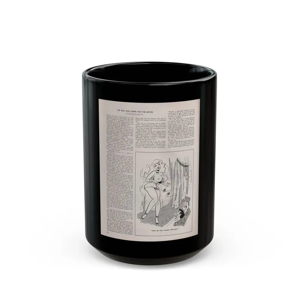 Barbara Nichols #411 - Article Continued Last Page from Modern Man Mag. Sept. '56 (Vintage Female Icon) Black Coffee Mug 15oz - Go Mug Yourself