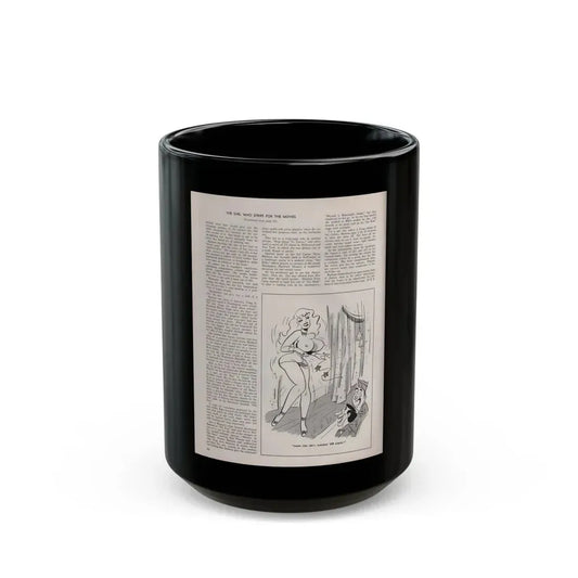 Barbara Nichols #411 - Article Continued Last Page from Modern Man Mag. Sept. '56 (Vintage Female Icon) Black Coffee Mug 15oz - Go Mug Yourself