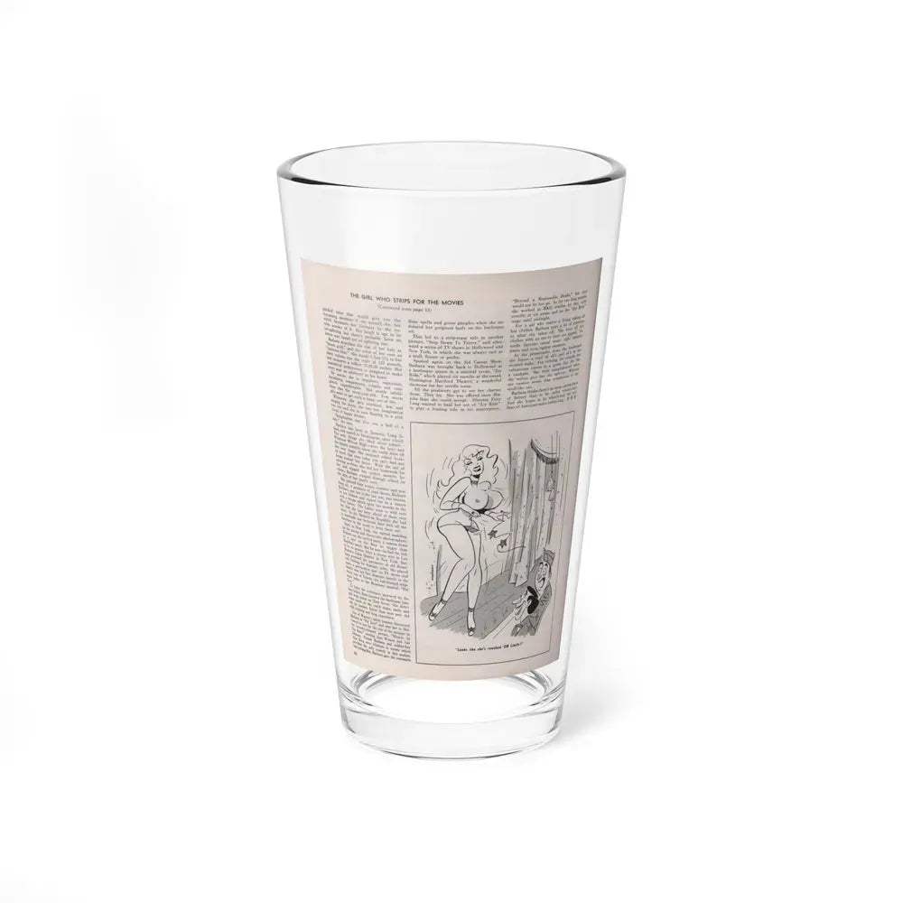 Barbara Nichols #411 - Article Continued Last Page from Modern Man Mag. Sept. '56 (Vintage Female Icon) Pint Glass 16oz 16oz - Go Mug Yourself