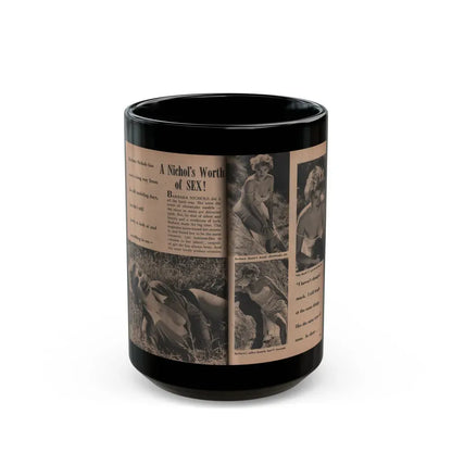Barbara Nichols #412 - Page 1 & 2 of 4 with, 4 B&W Photos, Captions & Short Article from Photo Life Digest Mag. Feb. '59 (Vintage Female Icon) Black Coffee Mug 15oz - Go Mug Yourself