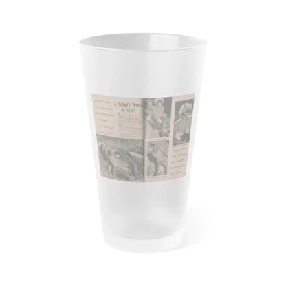 Barbara Nichols #412 - Page 1 & 2 of 4 with, 4 B&W Photos, Captions & Short Article from Photo Life Digest Mag. Feb. '59 (Vintage Female Icon) Frosted Pint Glass 16oz 16oz Frosted - Go Mug Yourself