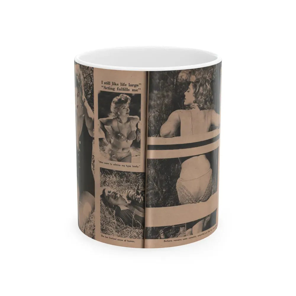 Barbara Nichols #413 - Page 3 & 4 of 4 with, 4 B&W Photos & Captions from Photo Life Digest Mag. Feb. '59 (Vintage Female Icon) White Coffee Mug 11oz - Go Mug Yourself