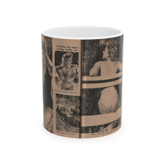 Barbara Nichols #413 - Page 3 & 4 of 4 with, 4 B&W Photos & Captions from Photo Life Digest Mag. Feb. '59 (Vintage Female Icon) White Coffee Mug 11oz - Go Mug Yourself