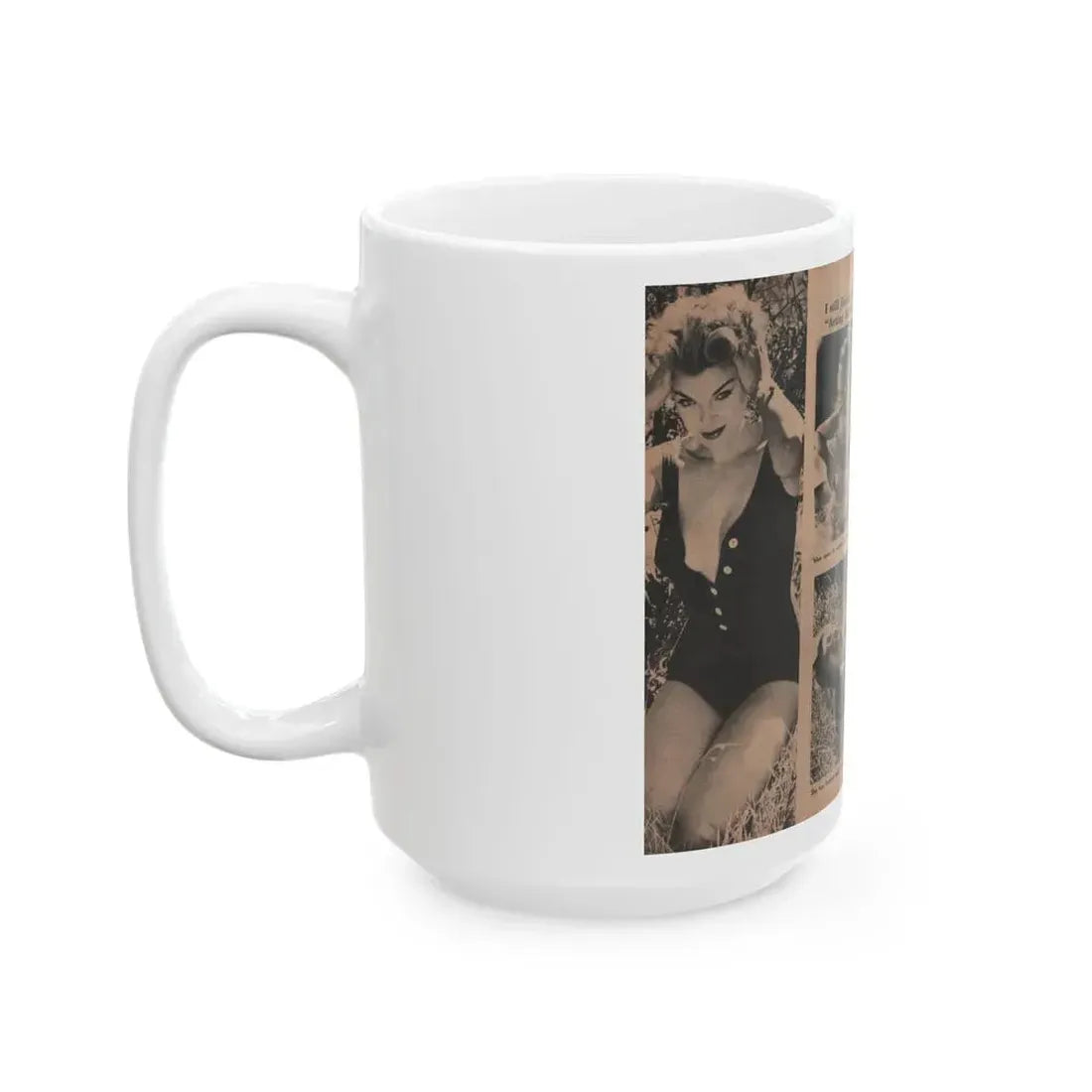 Barbara Nichols #413 - Page 3 & 4 of 4 with, 4 B&W Photos & Captions from Photo Life Digest Mag. Feb. '59 (Vintage Female Icon) White Coffee Mug - Go Mug Yourself