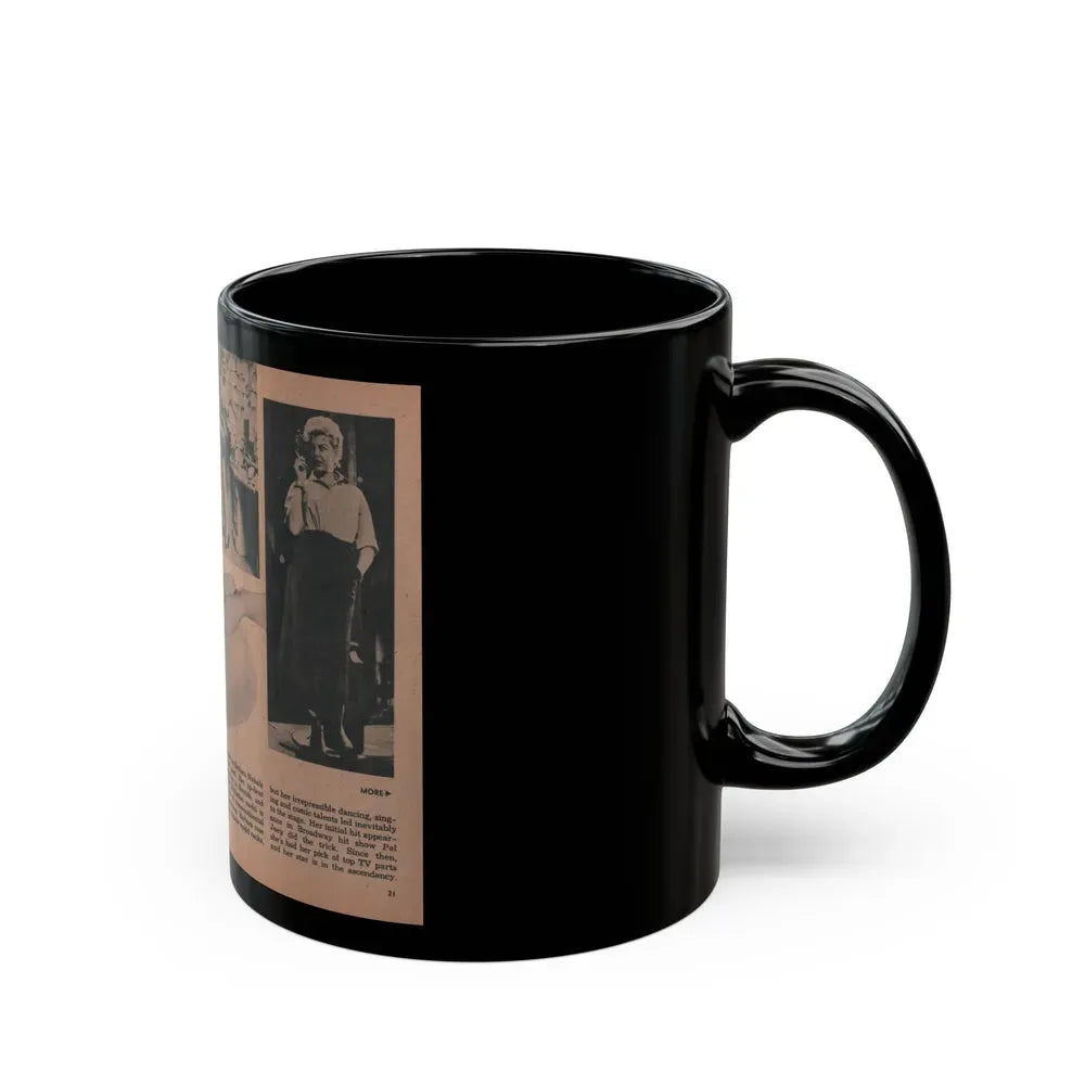 Barbara Nichols #414 - Page 1 & 2 of 10 with, 3 B&W Photos, Caption & Article from EYE Digest Mag. April '55 (Vintage Female Icon) Black Coffee Mug - Go Mug Yourself