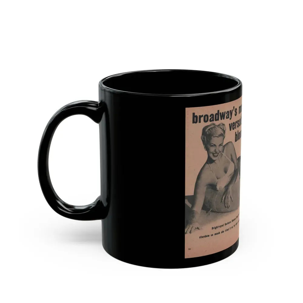 Barbara Nichols #414 - Page 1 & 2 of 10 with, 3 B&W Photos, Caption & Article from EYE Digest Mag. April '55 (Vintage Female Icon) Black Coffee Mug - Go Mug Yourself