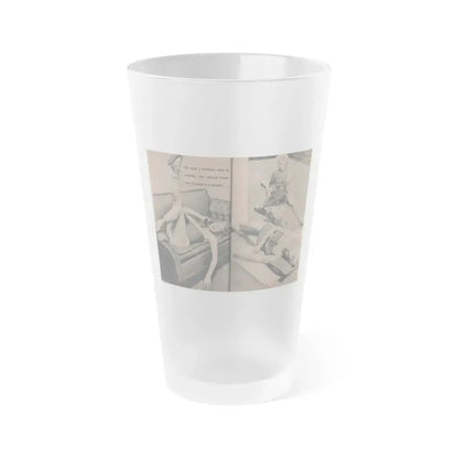 Barbara Nichols #415 - Page 3 & 4 of 10 with, 3 B&W Photos & Caption from EYE Digest Mag. April '55 (Vintage Female Icon) Frosted Pint Glass 16oz 16oz Frosted - Go Mug Yourself