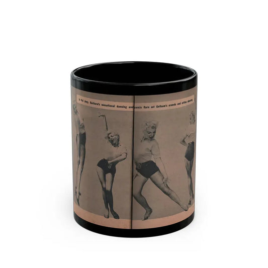 Barbara Nichols #416 - Page 5 & 6 of 10 with, 4 B&W Photos & Caption from EYE Digest Mag. April '55 (Vintage Female Icon) Black Coffee Mug 11oz - Go Mug Yourself