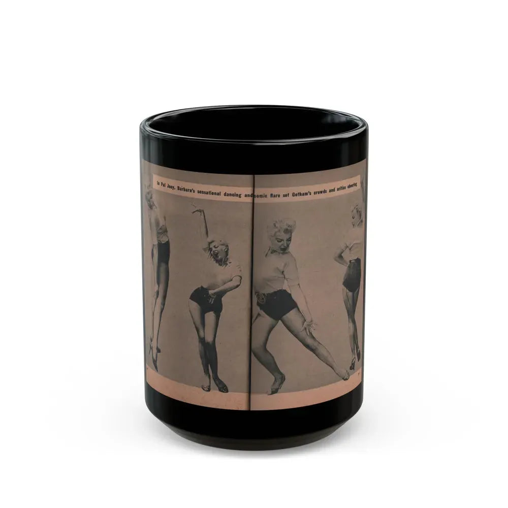 Barbara Nichols #416 - Page 5 & 6 of 10 with, 4 B&W Photos & Caption from EYE Digest Mag. April '55 (Vintage Female Icon) Black Coffee Mug 15oz - Go Mug Yourself