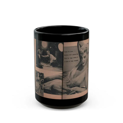 Barbara Nichols #417 - Page 7 & 8 of 10 with, 3 B&W Photos & Caption from EYE Digest Mag. April '55 (Vintage Female Icon) Black Coffee Mug 15oz - Go Mug Yourself