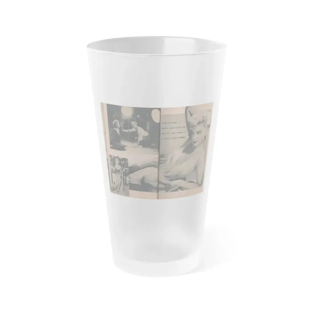 Barbara Nichols #417 - Page 7 & 8 of 10 with, 3 B&W Photos & Caption from EYE Digest Mag. April '55 (Vintage Female Icon) Frosted Pint Glass 16oz 16oz Frosted - Go Mug Yourself