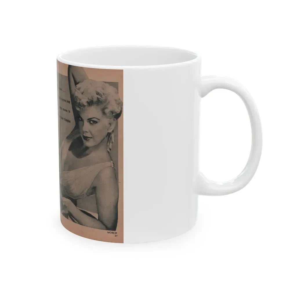Barbara Nichols #417 - Page 7 & 8 of 10 with, 3 B&W Photos & Caption from EYE Digest Mag. April '55 (Vintage Female Icon) White Coffee Mug - Go Mug Yourself