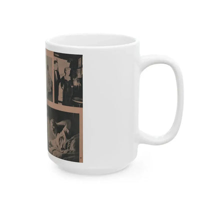 Barbara Nichols #418 -Page 9 & 10 of 10 with, 3 B&W Photos & Caption from EYE Digest Mag. April '55 (Vintage Female Icon) White Coffee Mug - Go Mug Yourself