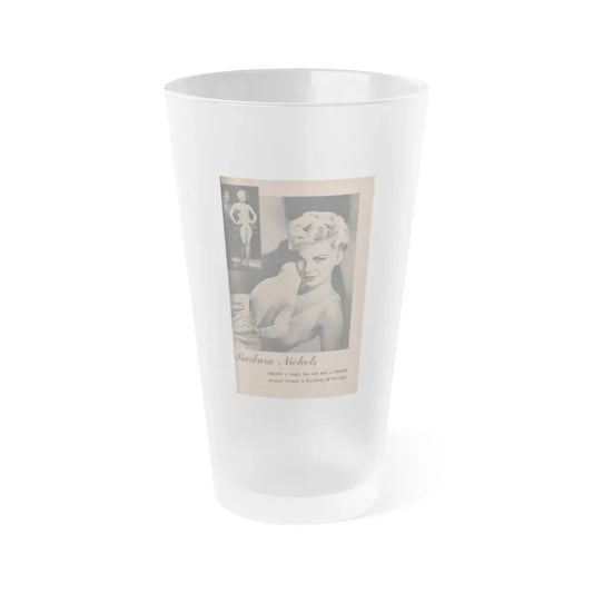 Barbara Nichols #419 - Page 1 of 1 with, 2 B&W Photos from BRIEF Digest Mag. Feb. '54 (Vintage Female Icon) Frosted Pint Glass 16oz 16oz Frosted - Go Mug Yourself