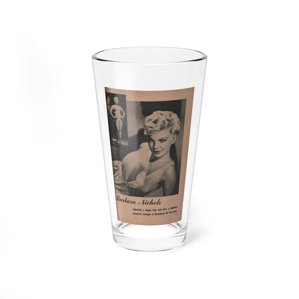 Barbara Nichols #419 - Page 1 of 1 with, 2 B&W Photos from BRIEF Digest Mag. Feb. '54 (Vintage Female Icon) Pint Glass 16oz 16oz - Go Mug Yourself