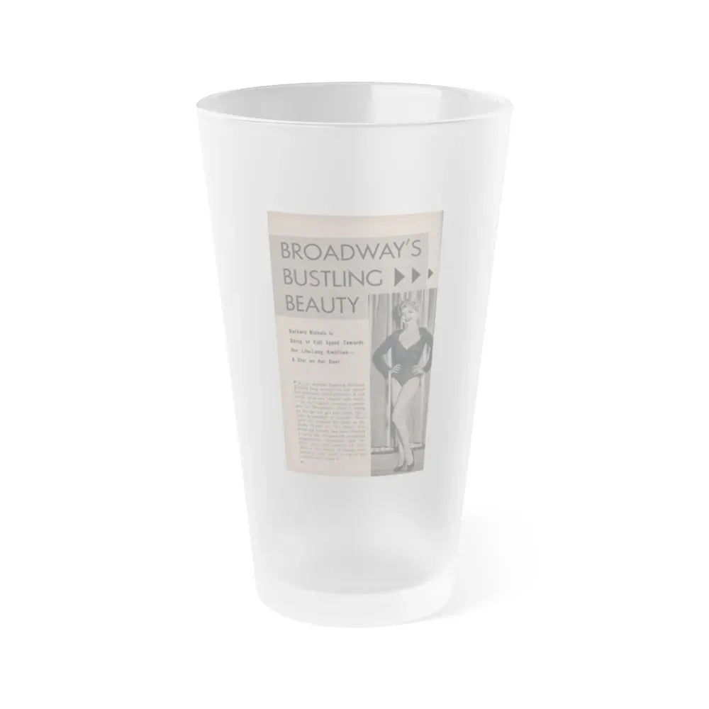 Barbara Nichols #420 - Page 1 of 6 with, 1 B&W Photo & Article from PHOTO Digest Mag. Nov. '53 (Vintage Female Icon) Frosted Pint Glass 16oz 16oz Frosted - Go Mug Yourself