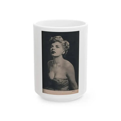Barbara Nichols #421 - Page 2 of 6 with, 1 B&W Photo from PHOTO Digest Mag. Nov. '53 (Vintage Female Icon) White Coffee Mug 15oz - Go Mug Yourself