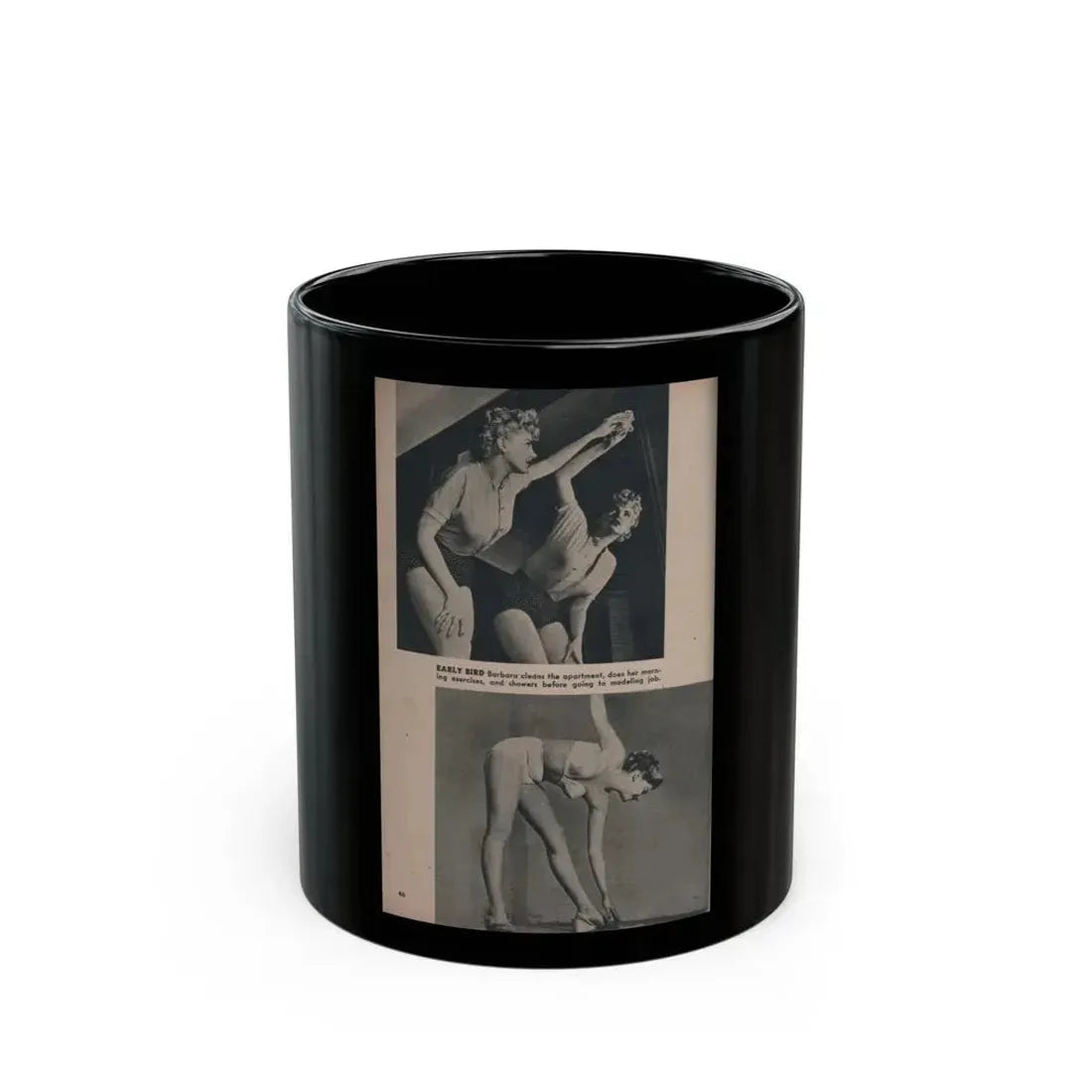 Barbara Nichols #422 - Page 3 of 6 with, 2 B&W Photos & Caption from PHOTO Digest Mag. Nov. '53 (Vintage Female Icon) Black Coffee Mug 11oz - Go Mug Yourself