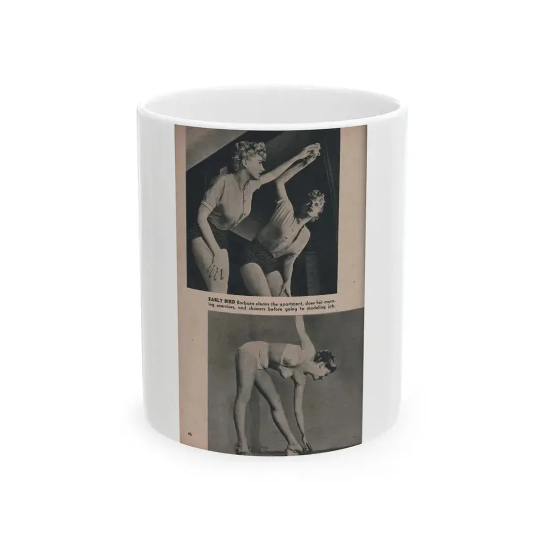 Barbara Nichols #422 - Page 3 of 6 with, 2 B&W Photos & Caption from PHOTO Digest Mag. Nov. '53 (Vintage Female Icon) White Coffee Mug 11oz - Go Mug Yourself