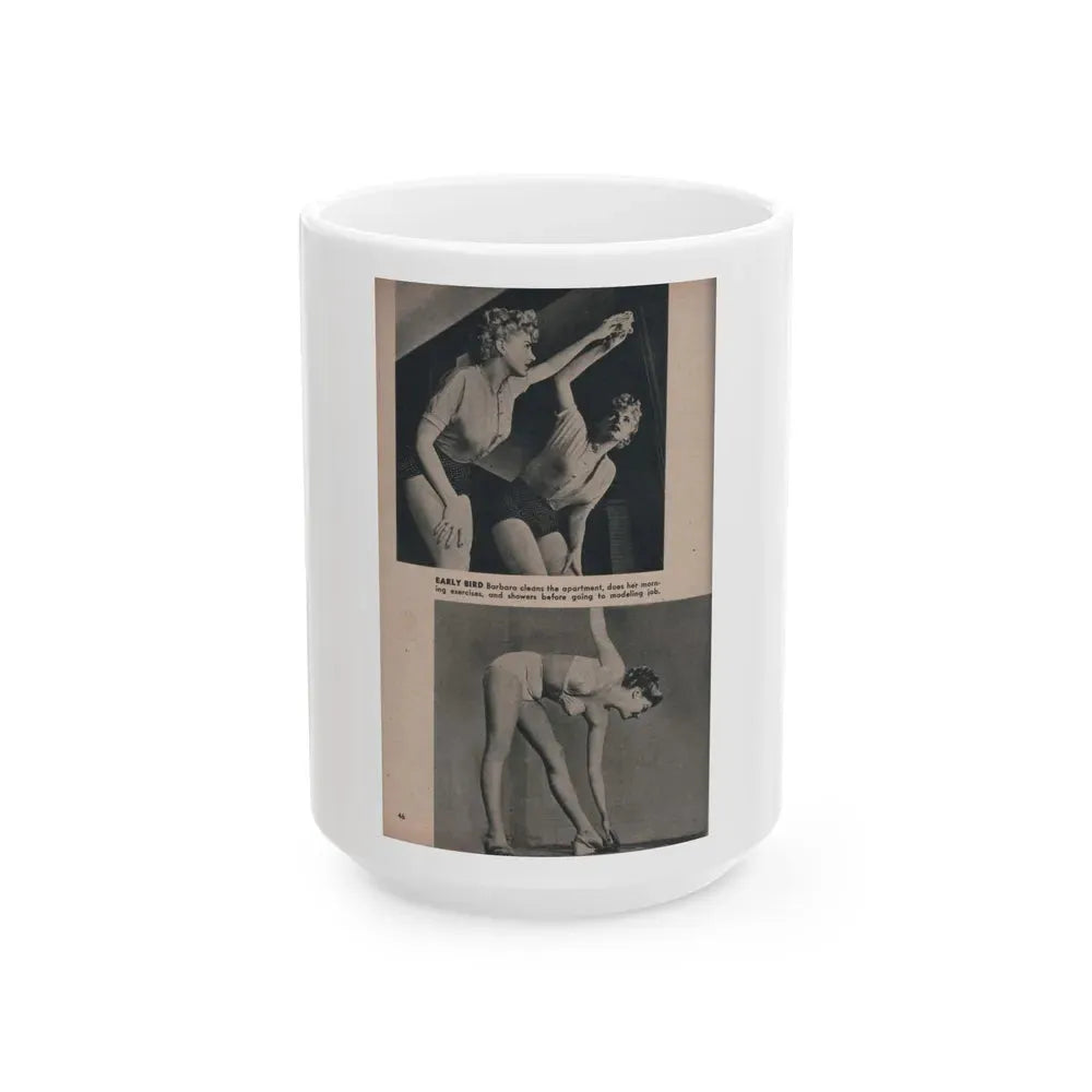 Barbara Nichols #422 - Page 3 of 6 with, 2 B&W Photos & Caption from PHOTO Digest Mag. Nov. '53 (Vintage Female Icon) White Coffee Mug 15oz - Go Mug Yourself