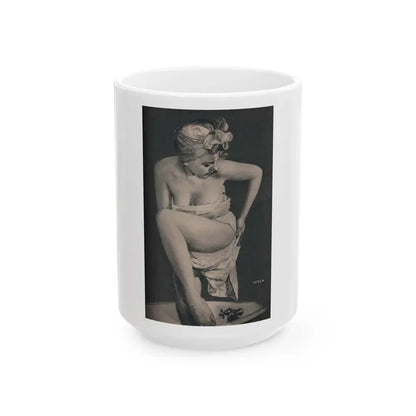 Barbara Nichols #423 - Page 4 of 6 with, 1 B&W Photo from PHOTO Digest Mag. Nov. '53 (Vintage Female Icon) White Coffee Mug 15oz - Go Mug Yourself