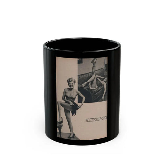Barbara Nichols #424 - Page 5 of 6 with, 2 B&W Photos & Caption from PHOTO Digest Mag. Nov. '53 (Vintage Female Icon) Black Coffee Mug 11oz - Go Mug Yourself