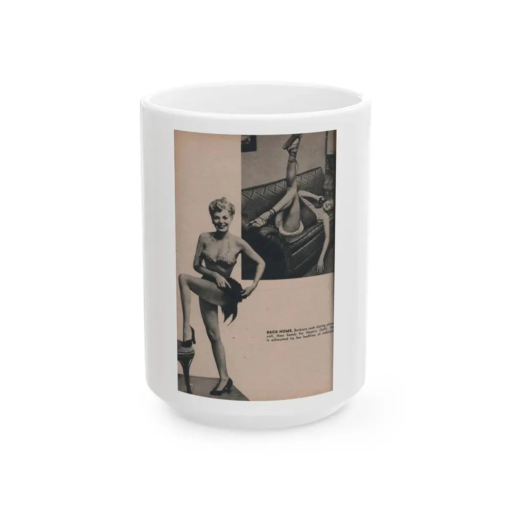 Barbara Nichols #424 - Page 5 of 6 with, 2 B&W Photos & Caption from PHOTO Digest Mag. Nov. '53 (Vintage Female Icon) White Coffee Mug 15oz - Go Mug Yourself