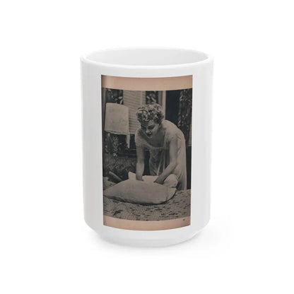 Barbara Nichols #425 - Page 6 of 6 with, 1 B&W Photo from PHOTO Digest Mag. Nov. '53 (Vintage Female Icon) White Coffee Mug 15oz - Go Mug Yourself