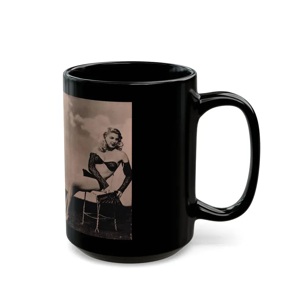 Barbara Nichols #429 - 2 Pages, 3 B&W Photos & Caption from Cover Girl Models Mag. Nov. '49 (Vintage Female Icon) Black Coffee Mug - Go Mug Yourself