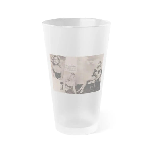 Barbara Nichols #429 - 2 Pages, 3 B&W Photos & Caption from Cover Girl Models Mag. Nov. '49 (Vintage Female Icon) Frosted Pint Glass 16oz 16oz Frosted - Go Mug Yourself