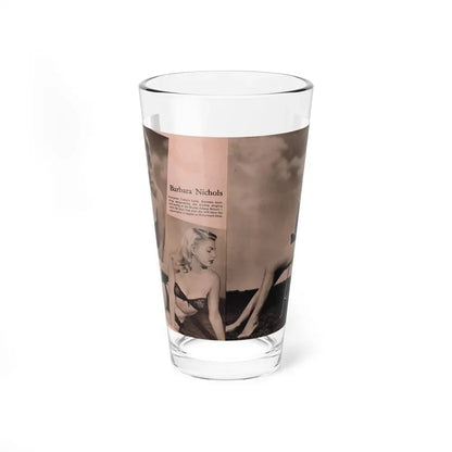 Barbara Nichols #429 - 2 Pages, 3 B&W Photos & Caption from Cover Girl Models Mag. Nov. '49 (Vintage Female Icon) Pint Glass 16oz 16oz - Go Mug Yourself