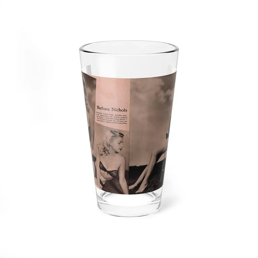 Barbara Nichols #429 - 2 Pages, 3 B&W Photos & Caption from Cover Girl Models Mag. Nov. '49 (Vintage Female Icon) Pint Glass 16oz 16oz - Go Mug Yourself