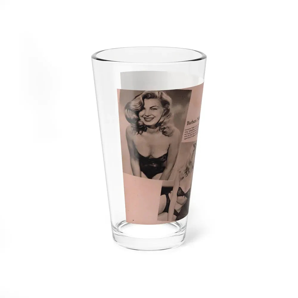 Barbara Nichols #429 - 2 Pages, 3 B&W Photos & Caption from Cover Girl Models Mag. Nov. '49 (Vintage Female Icon) Pint Glass 16oz - Go Mug Yourself