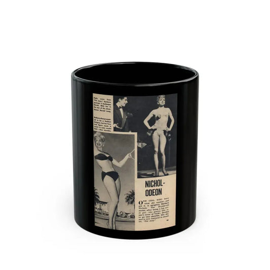 Barbara Nichols #431 - Barb on Page 93 with 1, Caption 2 B&W Pics & 1 Brief Article from TAB Digest Mag. May '53 (Vintage Female Icon) Black Coffee Mug 11oz - Go Mug Yourself