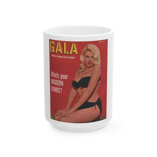 Barbara Nichols #432 - Barbara on Cover in Color from GALA Magazine January '53 (Vintage Female Icon) White Coffee Mug 15oz - Go Mug Yourself