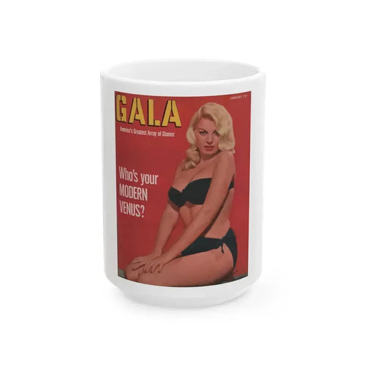 Barbara Nichols #432 - Barbara on Cover in Color from GALA Magazine January '53 (Vintage Female Icon) White Coffee Mug 15oz - Go Mug Yourself