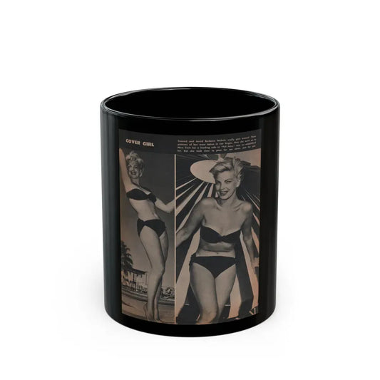 Barbara Nichols #433 - Page 1 of 1 with, 2 B&W Photos & Short Paragraph from GALA Magazine January '53 (Vintage Female Icon) Black Coffee Mug 11oz - Go Mug Yourself