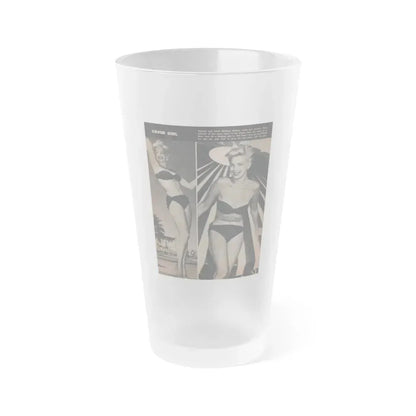 Barbara Nichols #433 - Page 1 of 1 with, 2 B&W Photos & Short Paragraph from GALA Magazine January '53 (Vintage Female Icon) Frosted Pint Glass 16oz 16oz Frosted - Go Mug Yourself