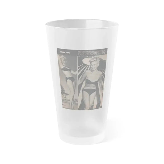 Barbara Nichols #433 - Page 1 of 1 with, 2 B&W Photos & Short Paragraph from GALA Magazine January '53 (Vintage Female Icon) Frosted Pint Glass 16oz 16oz Frosted - Go Mug Yourself