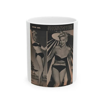 Barbara Nichols #433 - Page 1 of 1 with, 2 B&W Photos & Short Paragraph from GALA Magazine January '53 (Vintage Female Icon) White Coffee Mug 11oz - Go Mug Yourself