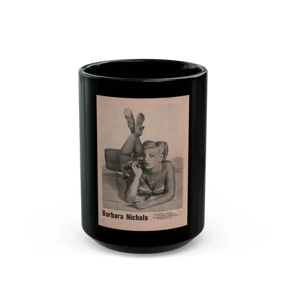 Barbara Nichols #435 - Pin Up Gallery Flyer with, 1 B&W Photo not a Mag. (Vintage Female Icon) Black Coffee Mug 15oz - Go Mug Yourself