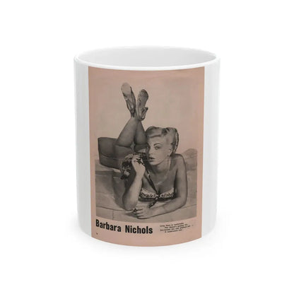 Barbara Nichols #435 - Pin Up Gallery Flyer with, 1 B&W Photo not a Mag. (Vintage Female Icon) White Coffee Mug 11oz - Go Mug Yourself