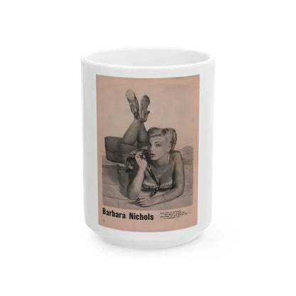 Barbara Nichols #435 - Pin Up Gallery Flyer with, 1 B&W Photo not a Mag. (Vintage Female Icon) White Coffee Mug 15oz - Go Mug Yourself