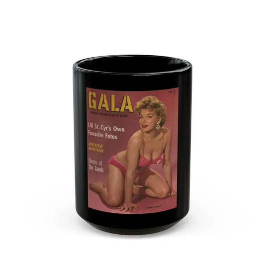 Barbara Nichols #447 - Barbara on Front Cover in Color from GALA Mag. March '57 (Vintage Female Icon) Black Coffee Mug 15oz - Go Mug Yourself